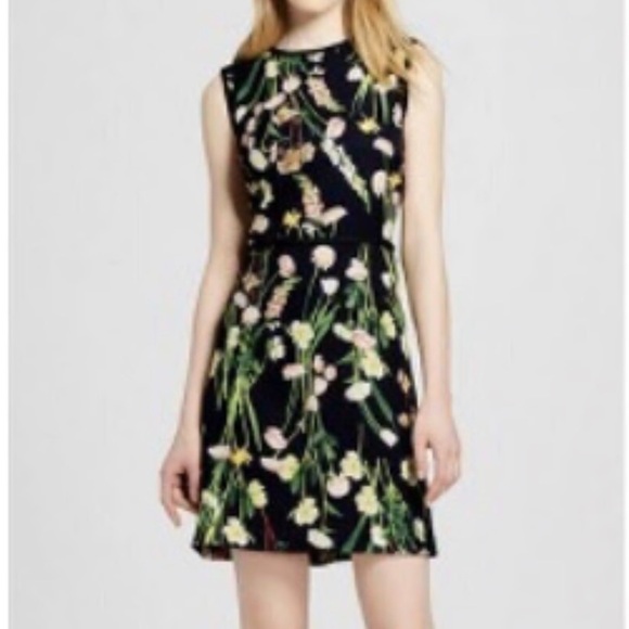 VICTORIA BECKHAM x TARGET Black English Floral Dress Sheath Crew Sleeveless - Picture 1 of 8